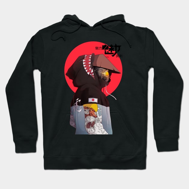 Vaporwave Cyberpunk Cyborg Samurai Hoodie by OWLvision33